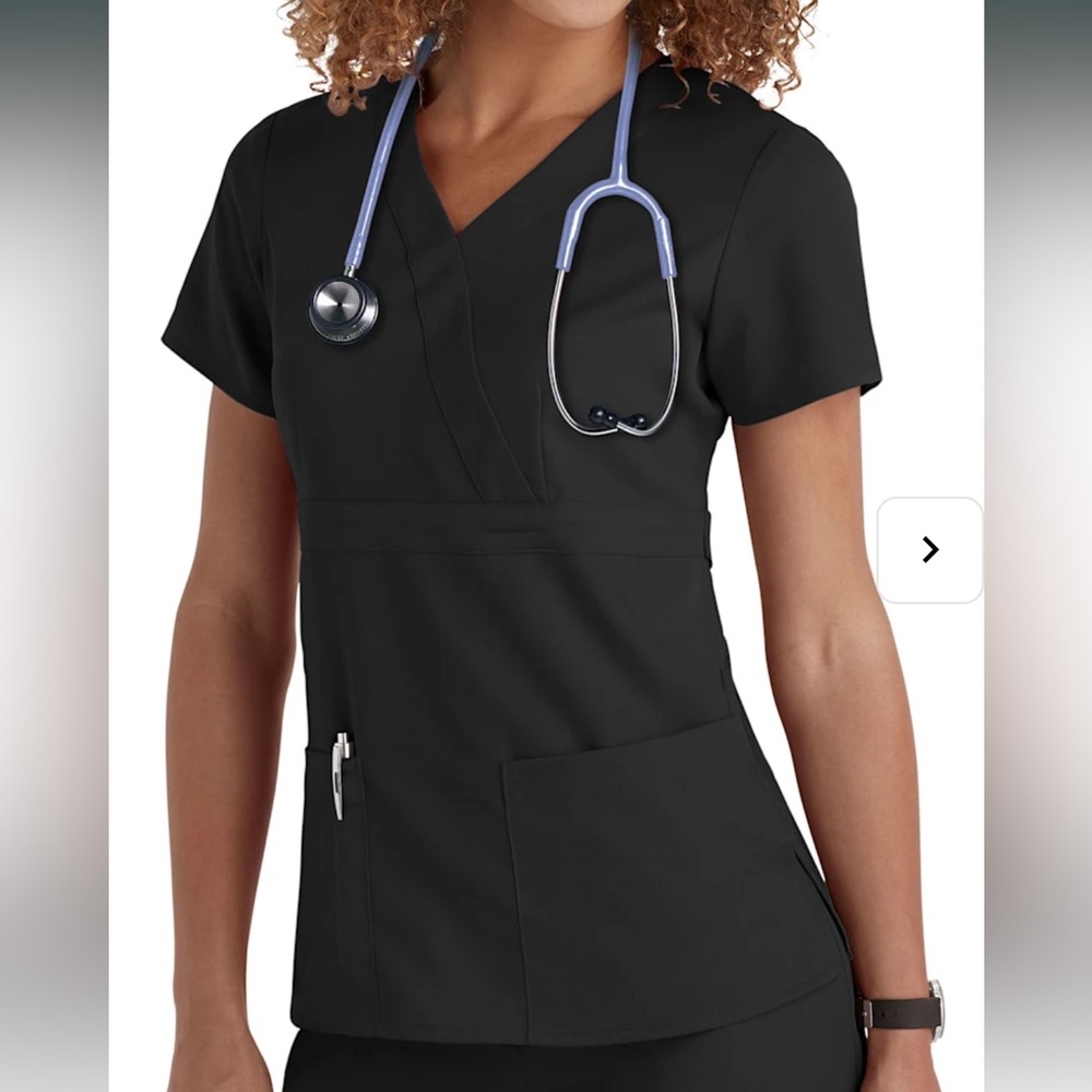 'Greys Anatomy 3 Pocket Mock Wrap Scrub Top